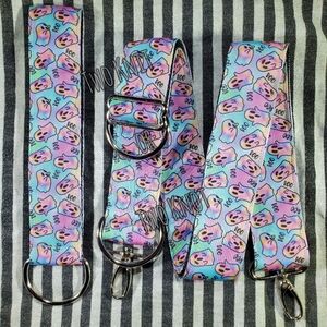 Hand Crafted Colorful Oil Pastel Ghost Crossbody Strap And Keychain Wristlet Fob